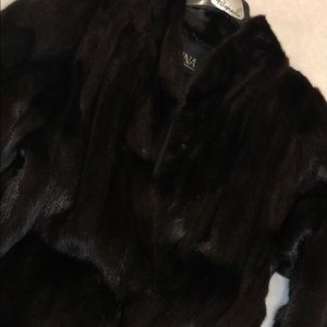 Mink long coat cocoa brown